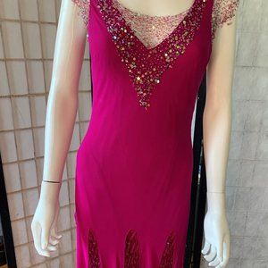 Fabulous Sue Wong Pink Beaded and Net Dress